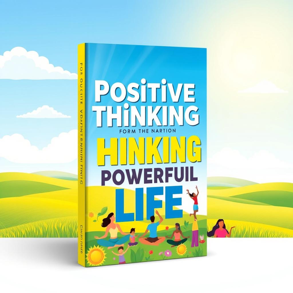 A vibrant and uplifting book cover design featuring the title 'Positive Thinking for a Powerful Life' in bold, inspiring typography