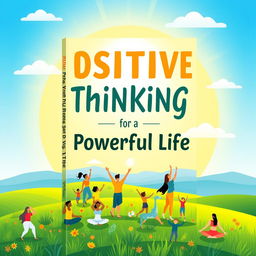 A vibrant and uplifting book cover design featuring the title 'Positive Thinking for a Powerful Life' in bold, inspiring typography