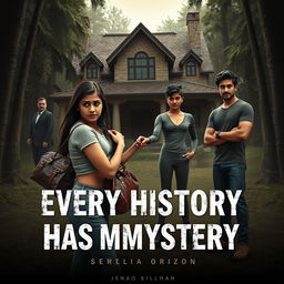 A cinematic horror comedy poster titled 'Every History Has Mystery'