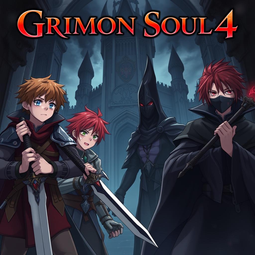 A dark fantasy anime cover for 'Grimon Soul 4'