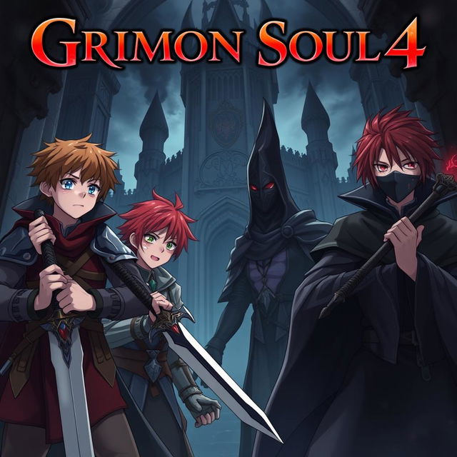 A dark fantasy anime cover for 'Grimon Soul 4'