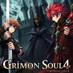 A dark fantasy anime cover for 'Grimon Soul 4'