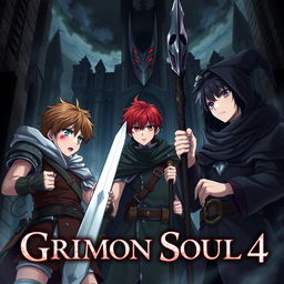 A dark fantasy anime cover for 'Grimon Soul 4'