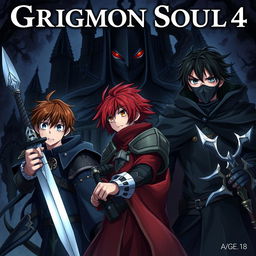 A dark fantasy anime cover for 'Grimon Soul 4'