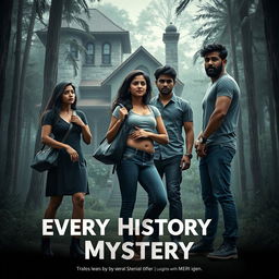 A cinematic horror comedy poster titled 'Every History Has Mystery'