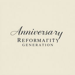 A simple and elegant t-shirt design featuring the words 'Anniversary Reformarity Generation' in a stylish font