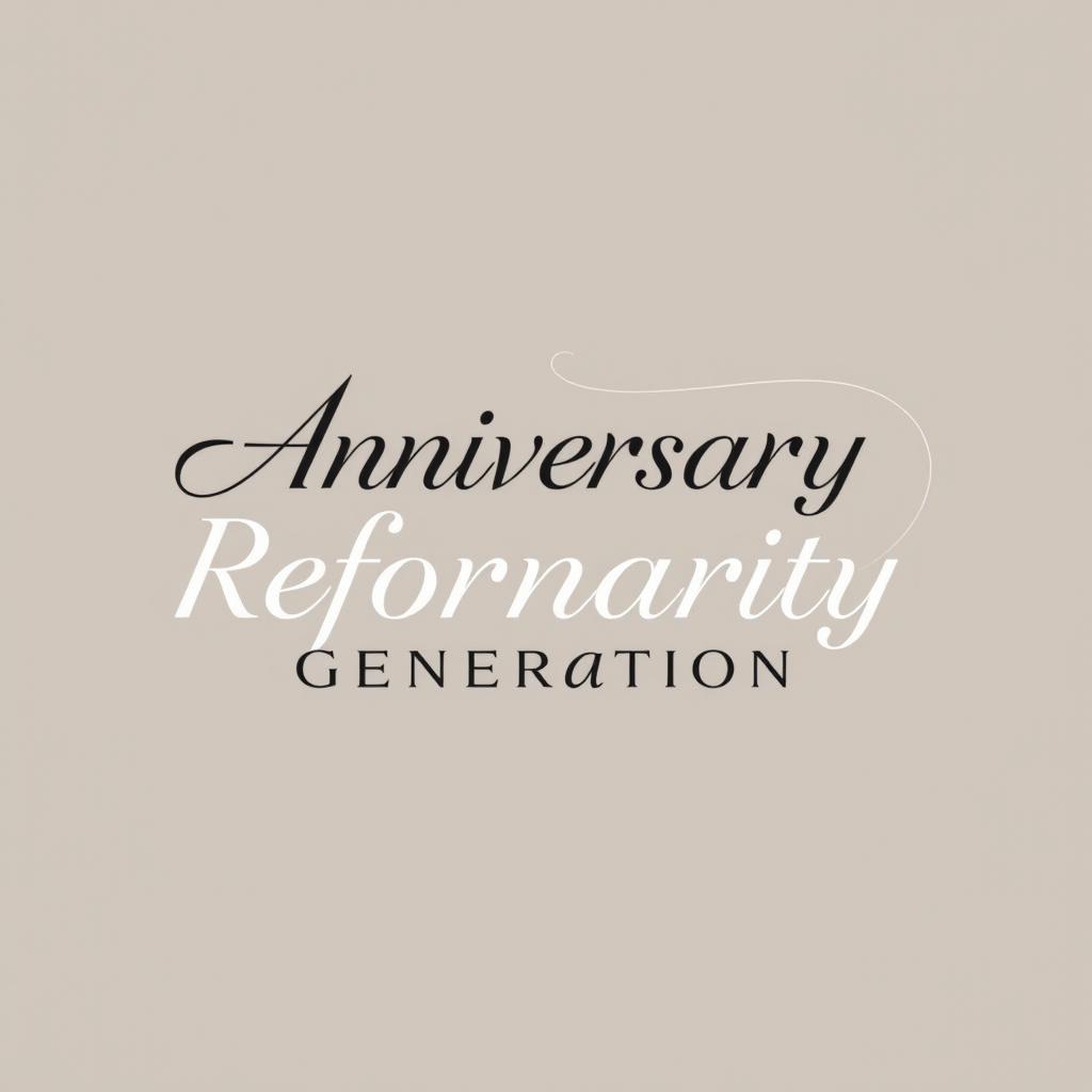 A simple and elegant t-shirt design featuring the words 'Anniversary Reformarity Generation' in a stylish font