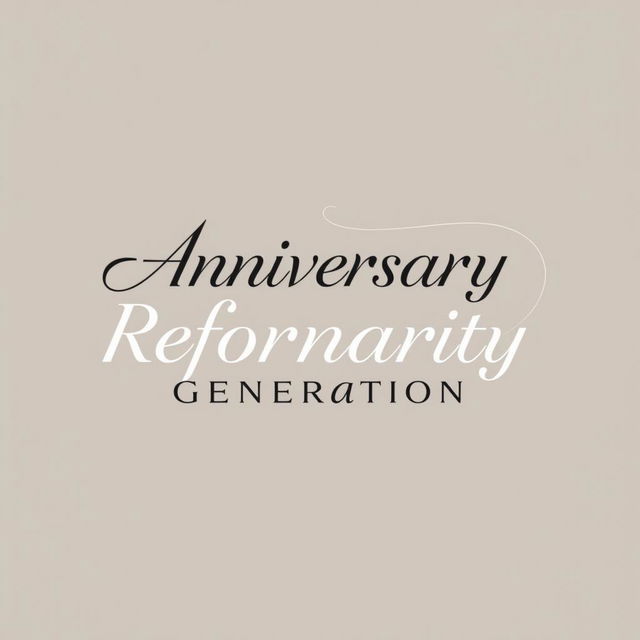 A simple and elegant t-shirt design featuring the words 'Anniversary Reformarity Generation' in a stylish font