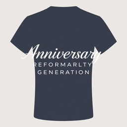 A simple and elegant t-shirt design featuring the words 'Anniversary Reformarity Generation' in a stylish font