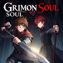 An anime dark fantasy cover titled 'Grimon Soul 5', featuring two 18-year-old teenage boys