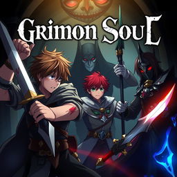 An anime dark fantasy cover titled 'Grimon Soul 5', featuring two 18-year-old teenage boys