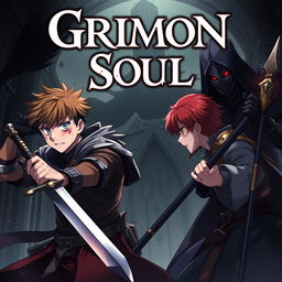 An anime dark fantasy cover titled 'Grimon Soul 5', featuring two 18-year-old teenage boys