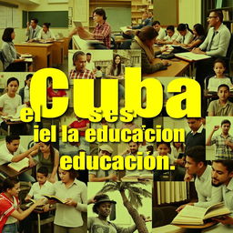 A vibrant and eye-catching YouTube thumbnail featuring the text 'Cuba el desastre de la educación' prominently displayed in bold, engaging typography