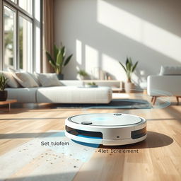 A high-tech robot vacuum in action, showcasing its sleek design and advanced features