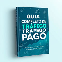 Book cover design featuring the title 'Guia Completo de Tráfego Pago: Dominando o Mundo Digital'