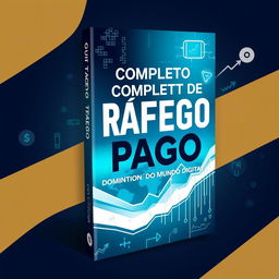 Book cover design featuring the title 'Guia Completo de Tráfego Pago: Dominando o Mundo Digital'