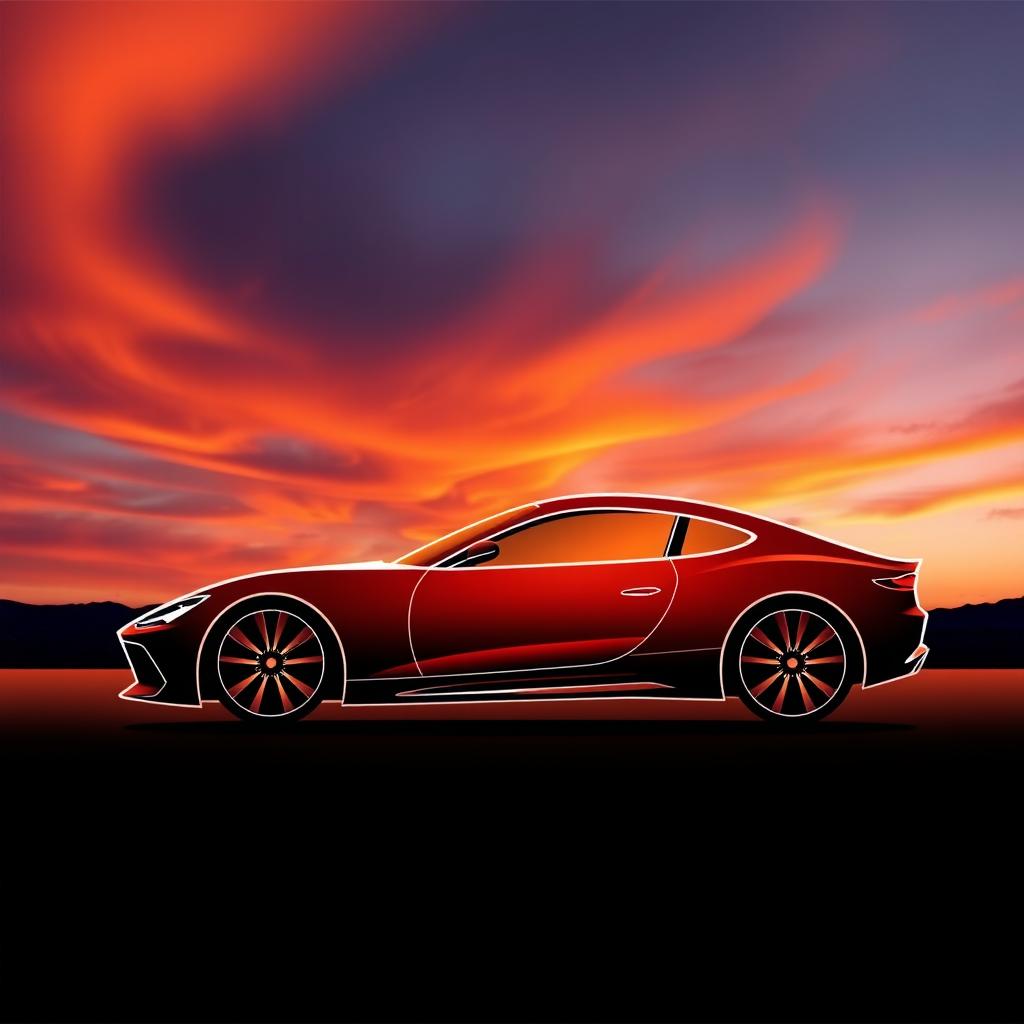 A luxurious car silhouette design, showcasing sleek lines and an elegant form