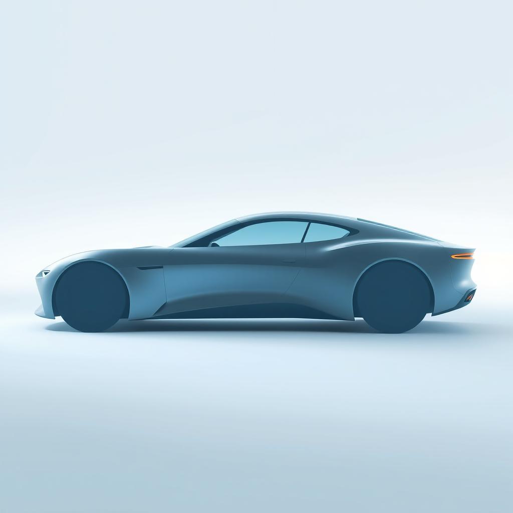 A minimalist silhouette of a luxurious futuristic car, characterized by smooth curves and a streamlined design