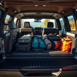 A 3-row pickup truck showcasing a comfortable and luxurious interior with plush seating and ample legroom