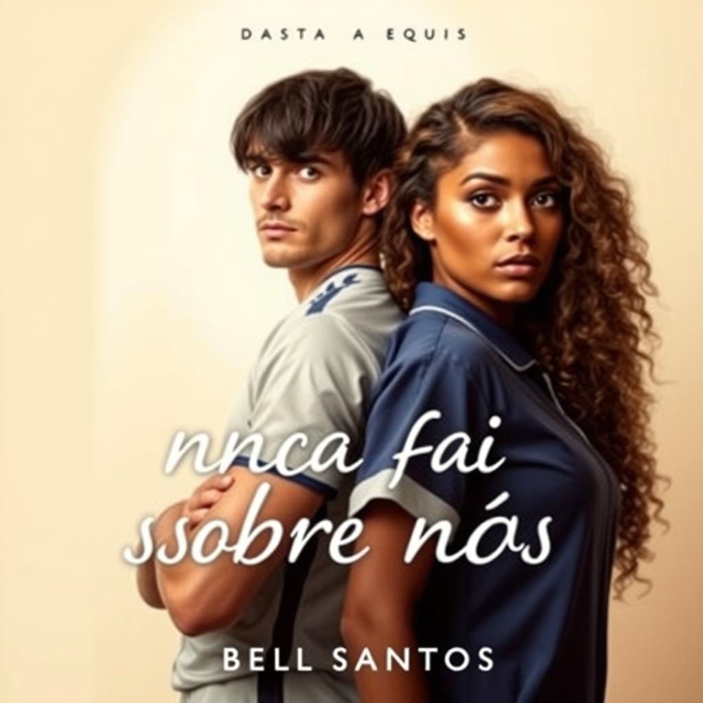 A book cover for 'Nunca foi sobre nós' by 'Bel Santos', featuring a couple standing back to back