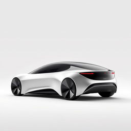 A luxurious futuristic car design that embodies minimalism, featuring a sleek, streamlined silhouette with smooth curves and innovative contours