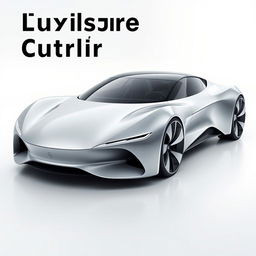 A luxurious futuristic car design that embodies minimalism, featuring a sleek, streamlined silhouette with smooth curves and innovative contours