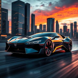 A powerful, luxurious futuristic car that exudes speed and elegance