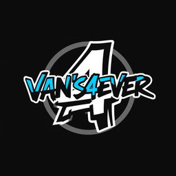 A striking and stylish logo design for 'VAN'S4EVER' featuring the number '4' creatively surrounded by a bold graphic element