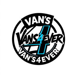 A striking and stylish logo design for 'VAN'S4EVER' featuring the number '4' creatively surrounded by a bold graphic element