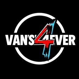 A bold and creative logo design for 'VAN'S4EVER' featuring the number '4' prominently enclosed within a circle