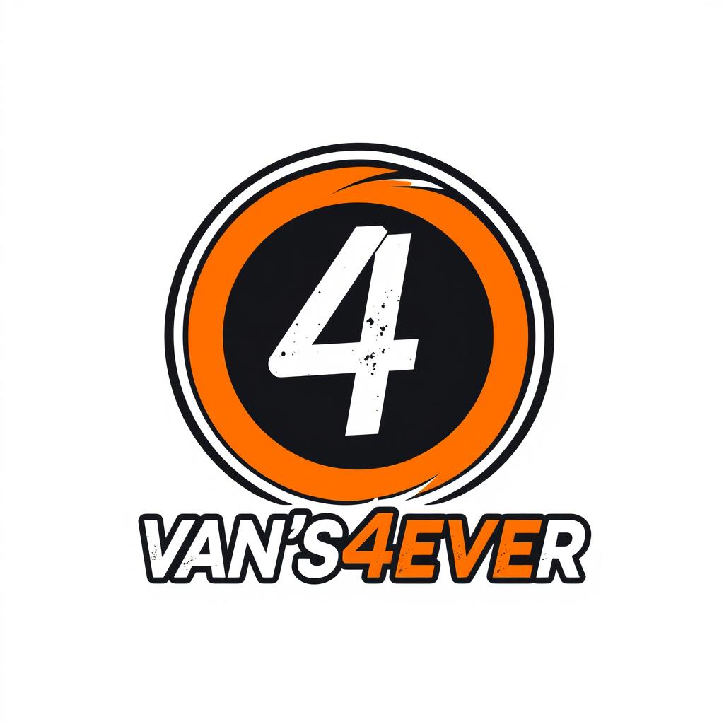 A modern and eye-catching logo design for 'VAN'S4EVER' featuring the number '4' prominently placed inside a stylish circle