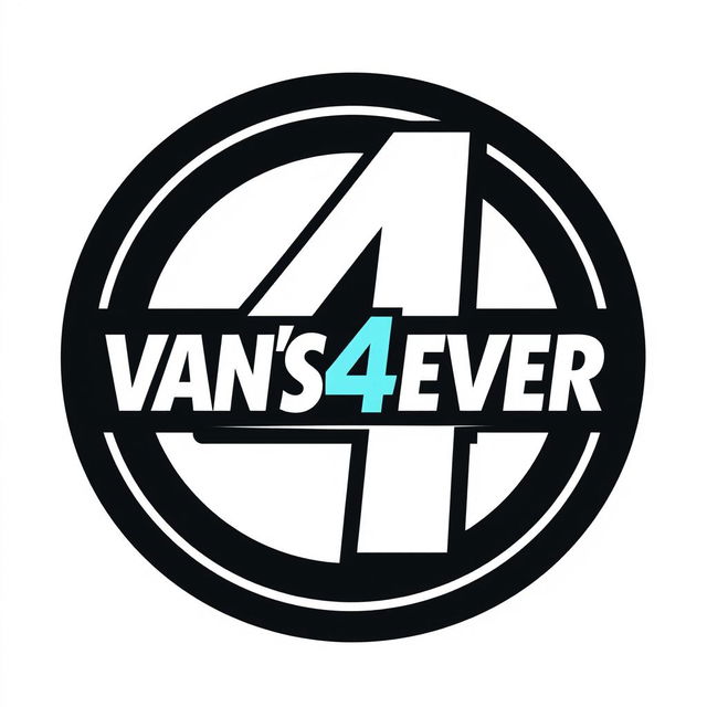 A modern and eye-catching logo design for 'VAN'S4EVER' featuring the number '4' prominently placed inside a stylish circle