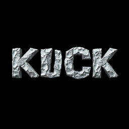 The word 'KICK' designed in a 2D style, with each letter crafted from rough, uncut diamonds, showcasing their raw, natural textures and facets against a solid black background