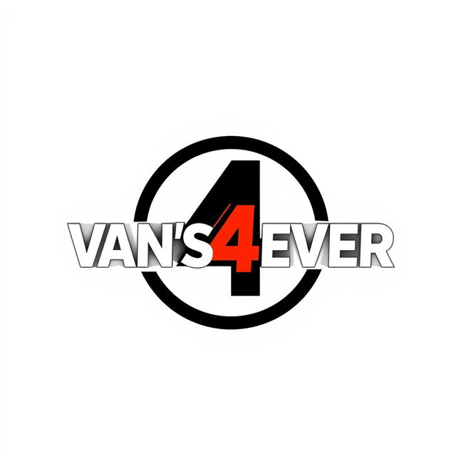 A creative and striking logo design for 'VAN'S4EVER' featuring the number '4' prominently enclosed in a bold circle