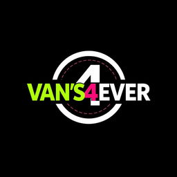 A creative and striking logo design for 'VAN'S4EVER' featuring the number '4' prominently enclosed in a bold circle