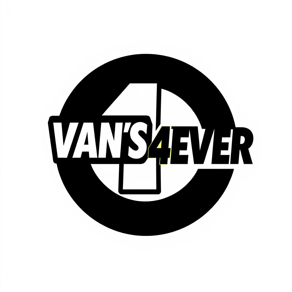 A visually striking logo design for 'VAN'S4EVER' prominently featuring the number '4' placed inside a bold circle