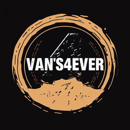 A captivating logo design for 'VAN'S4EVER' showcasing the number '4' prominently placed within a rugged, bold circle, reflecting the spirit of rally raid