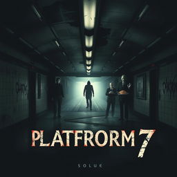 A psychological horror movie poster titled 'PLATFORM 7', featuring a desolate and decayed subway station