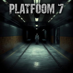 A chilling horror movie poster titled 'Platform 7', depicting a dark, foreboding subway platform