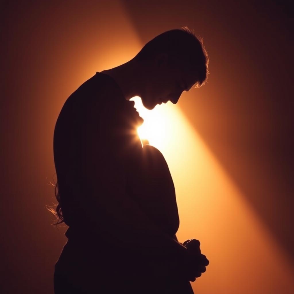 A romantic picture showcasing the silhouettes of a well-built man in a fitted shirt and a woman tenderly embracing each other, their shadows elegantly intertwined