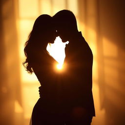 A romantic picture depicting the shadows of a man and woman gracefully embracing each other