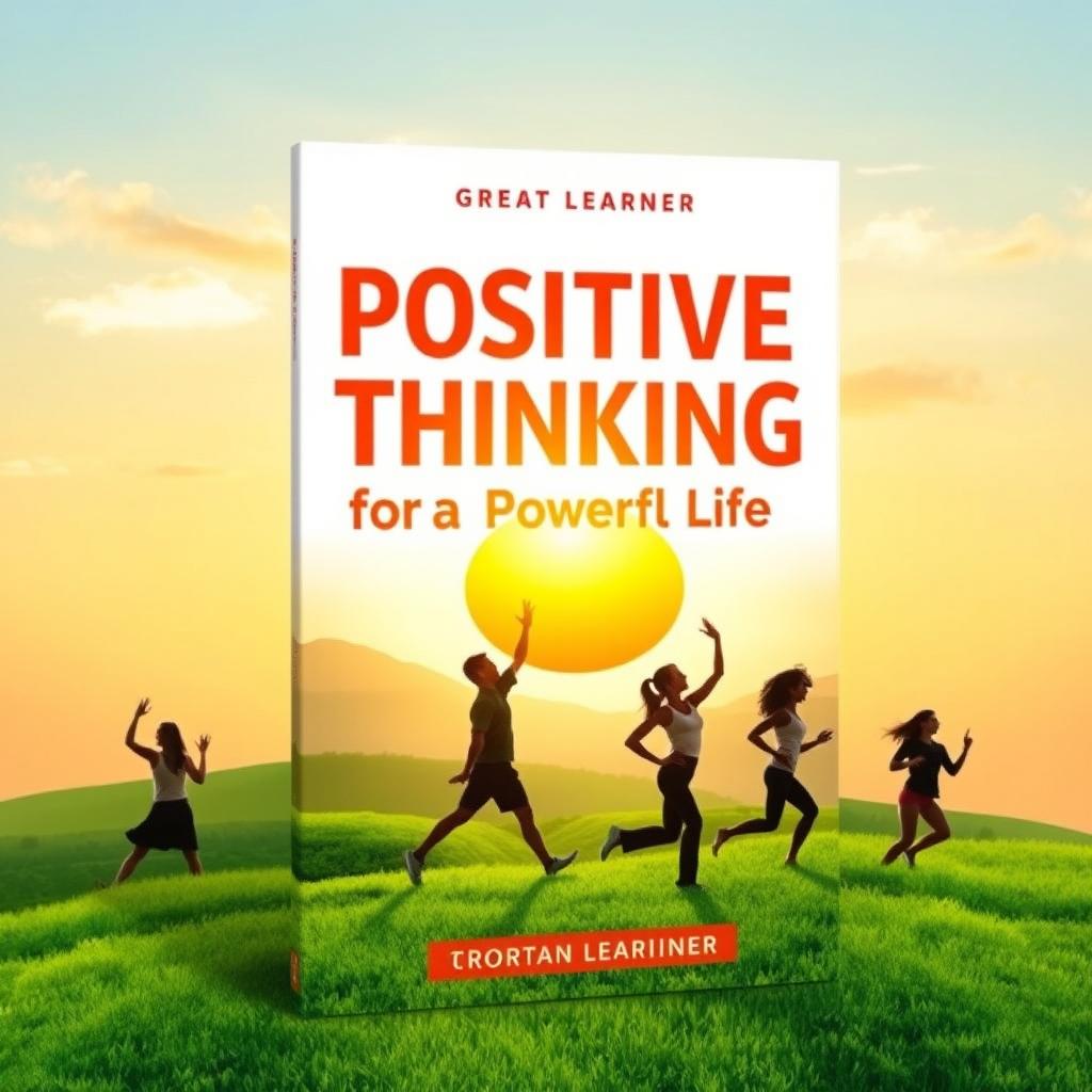 An inspiring book cover design for 'Positive Thinking for a Powerful Life' by Great Learner