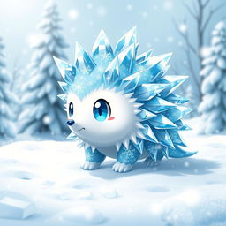 A charming design of an 'Ice-type echidna Pokémon,' featuring a frosty and whimsical appearance