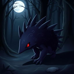 A captivating design of a 'Dark-type echidna Pokémon' that embodies a mysterious and shadowy aura