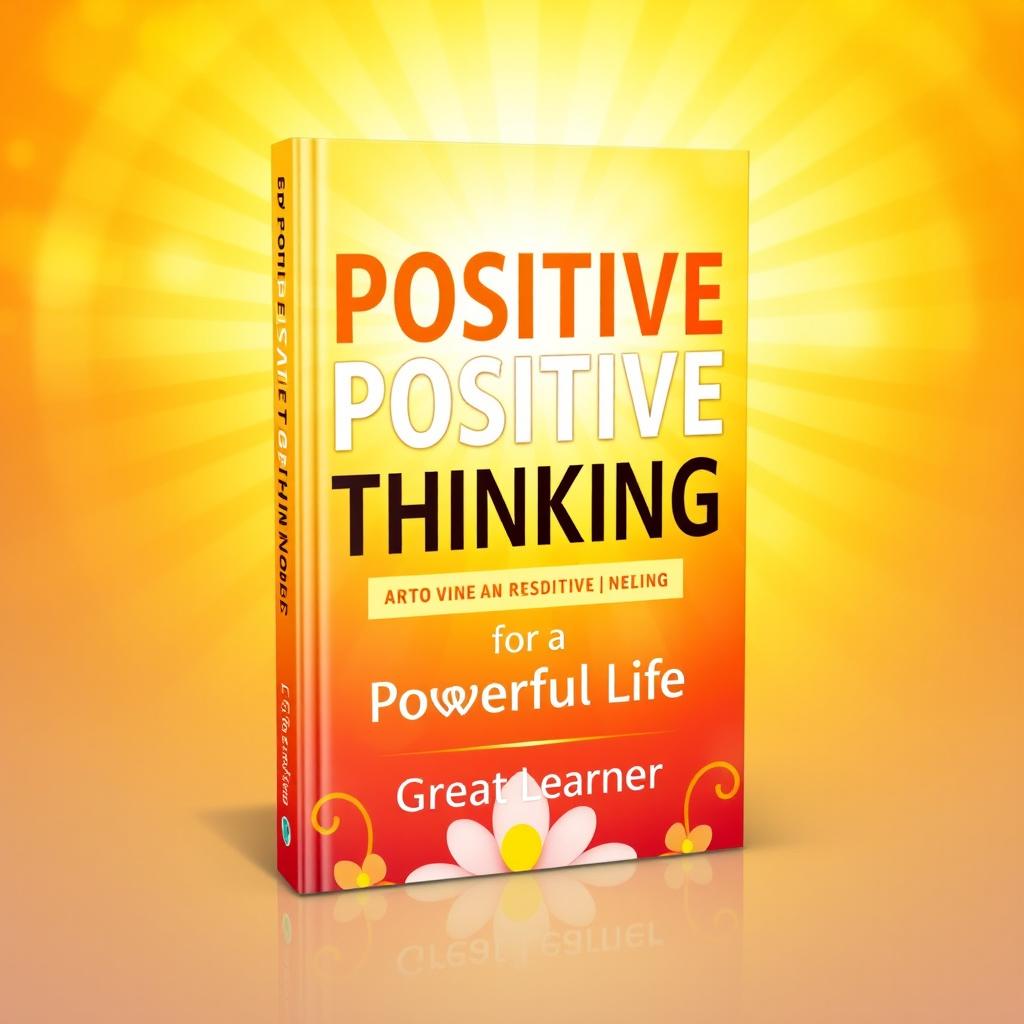 A vibrant and uplifting book cover design featuring the title 'Positive Positive Thinking for a Powerful Life' prominently displayed in bold, friendly typography