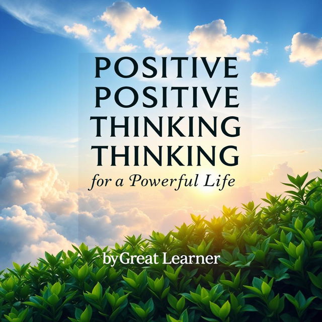 A captivating book cover design featuring the title 'Positive Positive Thinking for a Powerful Life' in inspiring, bold typography that radiates positivity