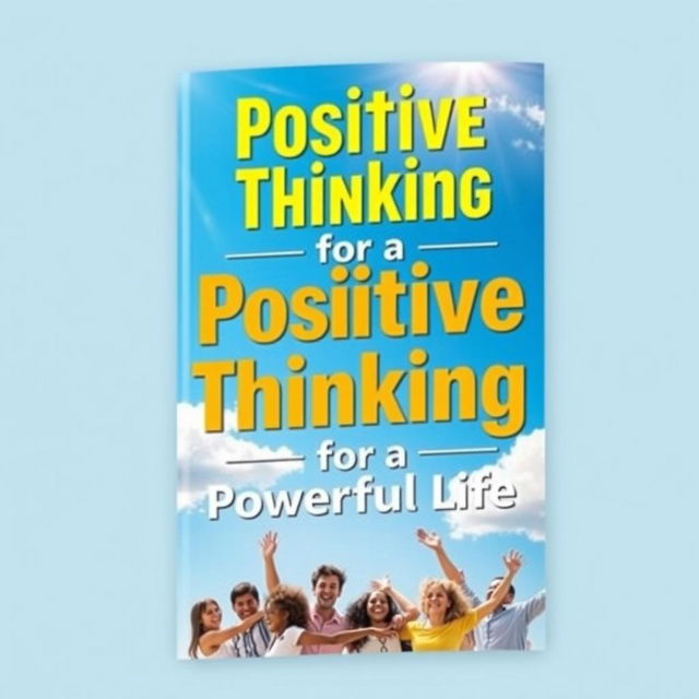 A vibrant and uplifting book cover design titled 'Positive Thinking for a Powerful Life'