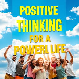 A vibrant and uplifting book cover design titled 'Positive Thinking for a Powerful Life'