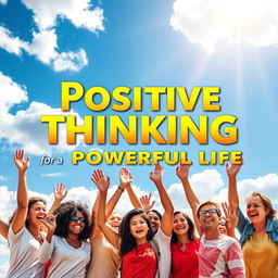 A vibrant and uplifting book cover design titled 'Positive Thinking for a Powerful Life'