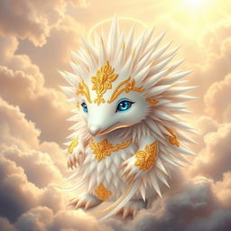 A majestic depiction of a 'Holy Echidna,' an ethereal creature representing purity and divinity